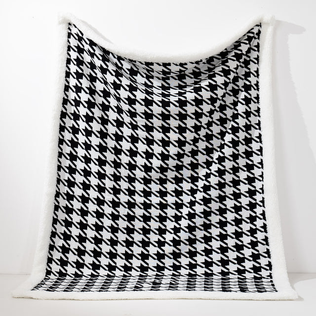 Coperta / Plaid - Lavorato a Maglia Pied-de-poule Nero 01