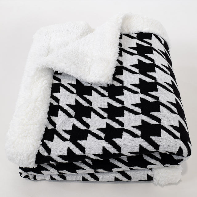 Coperta / Plaid - Lavorato a Maglia Pied-de-poule Nero 03