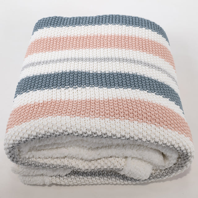 Coperta / Plaid - Lavorato a Maglia Striscia Pastello 03