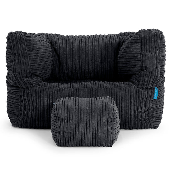 Poltrona Pouf Sacco Albert per Bambini 1 a 5 anni - Velluto a Coste Nero 03