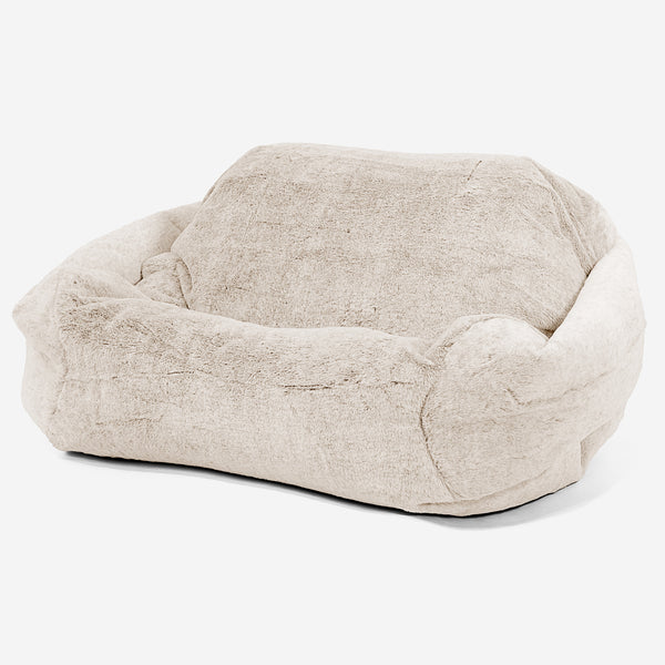 Poltrona Pouf Sacco Sabine - Eco-pelliccia di Coniglio Bianco 01