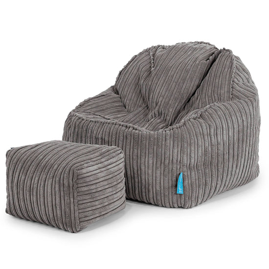 Poltrona Pouf Sacco Sloucher per Bambini 2 a 6 anni - Velluto a Coste Grafite 03