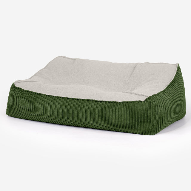 Pouf Divano Sloucher - Bouclé & Velluto a Coste Verde Foresta 01