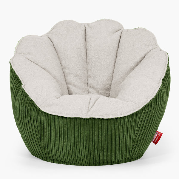 Sedia Pouf Sacco Natalia Sacco - Bouclé & Velluto a Coste Verde Foresta 01