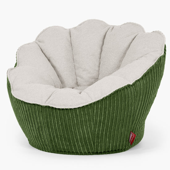 Sedia Pouf Sacco Natalia Sacco - Bouclé & Velluto a Coste Verde Foresta 02