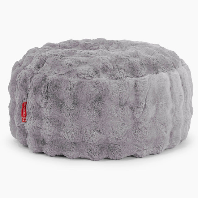 Pouf Rotondo - Pelliccia Sintetica a Bolle Grigio 01