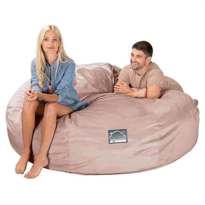 Lounge Pug, Pouf Sacco Gigante King Size XXL, C3000L CloudSac, Imbottito Di Fiocchi Di Lattice e Poliestere, Velluto Rosa