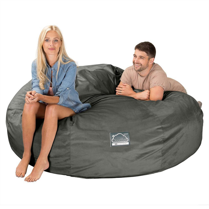 Lounge Pug, Pouf Sacco Gigante King Size XXL, C3000L CloudSac, Imbottito Di Fiocchi Di Lattice e Poliestere, Velluto Grafite