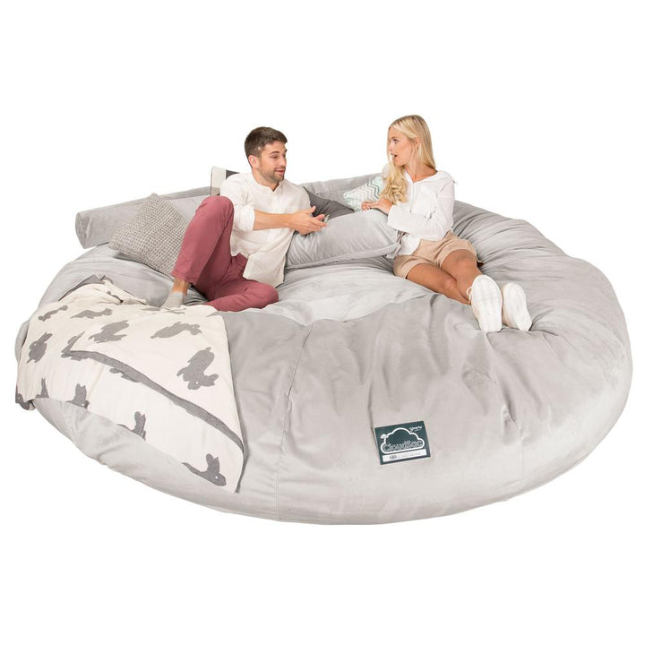 Lounge Pug, Pouf Sacco Gigante Titanico XXXXXL, C5000L CloudSac, Imbottito Di Fiocchi Di Lattice e Poliestere, Velluto Argento