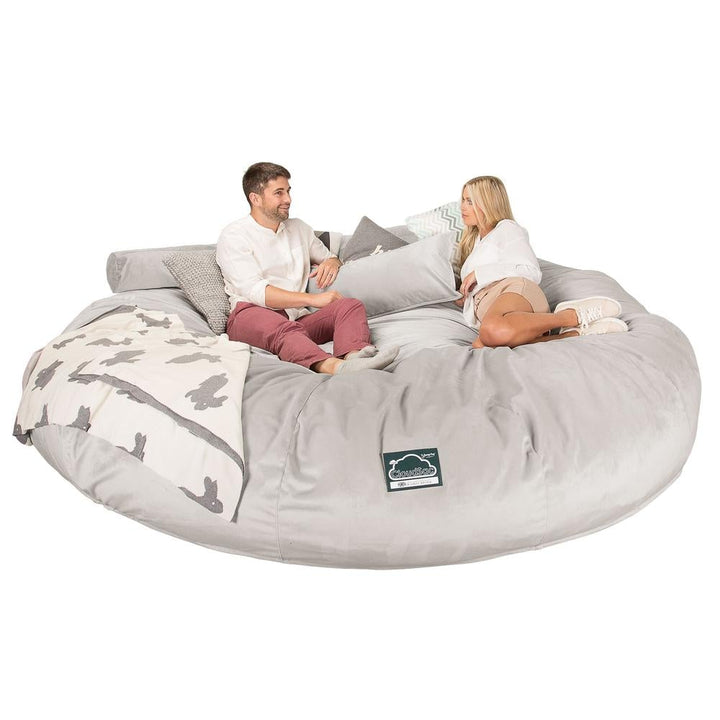 Lounge Pug, Pouf Sacco Gigante Titanico XXXXXL, C5000L CloudSac, Imbottito Di Fiocchi Di Lattice e Poliestere, Velluto Argento