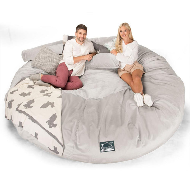 Lounge Pug, Pouf Sacco Gigante Titanico XXXXXL, C5000L CloudSac, Imbottito Di Fiocchi Di Lattice e Poliestere, Velluto Argento