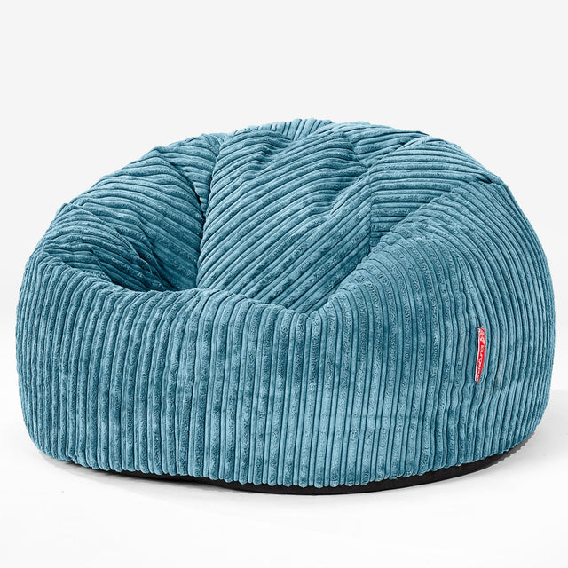 Pouf Sacco Per Bambini, C200L CloudSac, Imbottito Di Fiocchi Di Lattice e Poliestere 2-12 anni - Velluto a Coste Egeo Blu 01