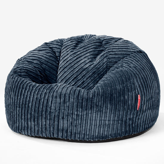 Pouf Sacco Per Bambini, C200L CloudSac, Imbottito Di Fiocchi Di Lattice e Poliestere 2-12 anni - Velluto a Coste Navy 01