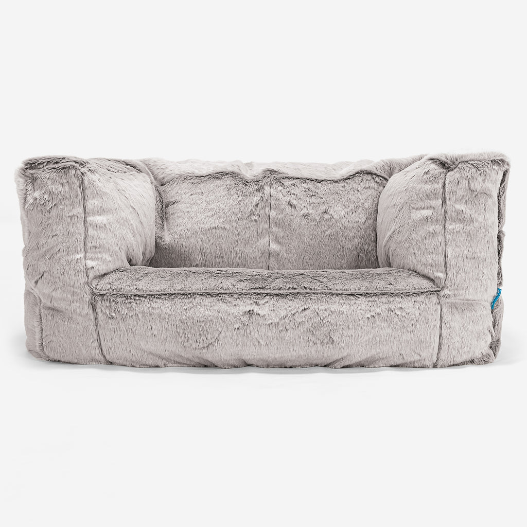 Lounge Pug - Albert Divano a Sacco per Bambini - Eco-pelliccia di Coniglio  Grigio Chiaro - Pouf Divano per Bambini– Big Bertha Original IT