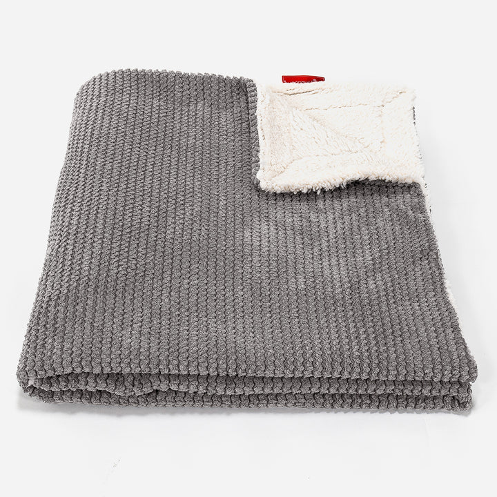 Plaid / Coperta Sherpa - Pompon Carbone Grigio 01