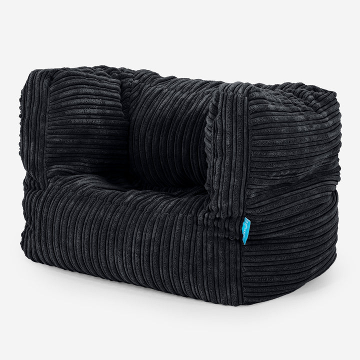 Poltrona Pouf Sacco Albert per Bambini 1 a 5 anni - Velluto a Coste Nero 02