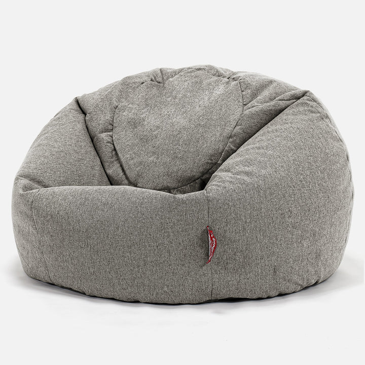 Pouf Sacco Per Bambini, C200L CloudSac, Imbottito Di Fiocchi Di Lattice e Poliestere 2-12 anni - Tessuto in Lana Interalli Argento 01