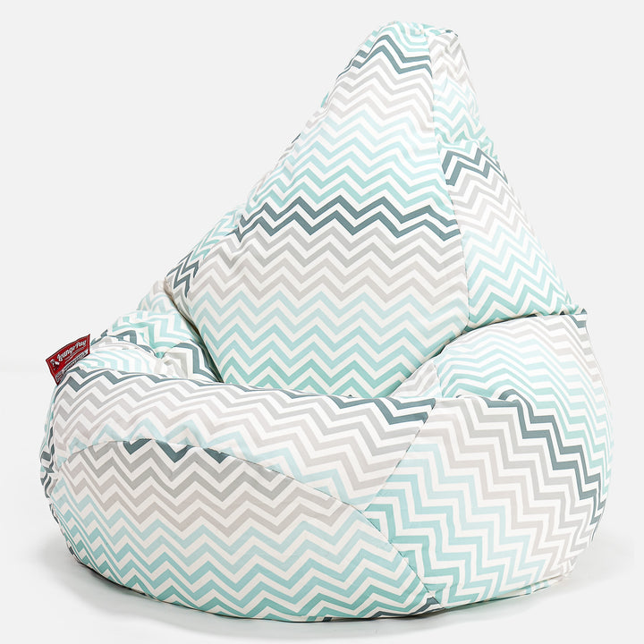 Poltrona Sacco Pouf 'Gioco' - Stampa Geometrica Chevron Alzavola 02