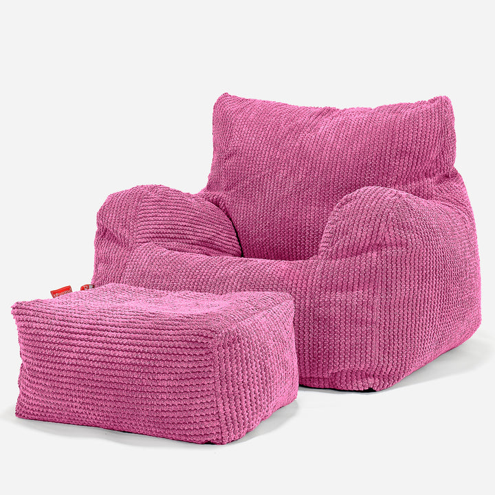 Poltrona Sacco,  Pouf - Pompon Rosa 02