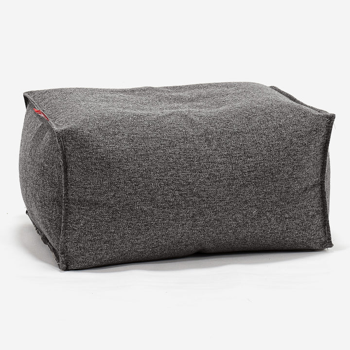 Pouf Poggiapiedi - Tessuto in Lana Interalli Grigio 01