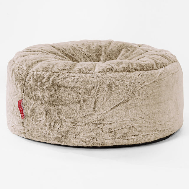 Pouf Rotondo - Eco-pelliccia di Coniglio Marrone dorato 01