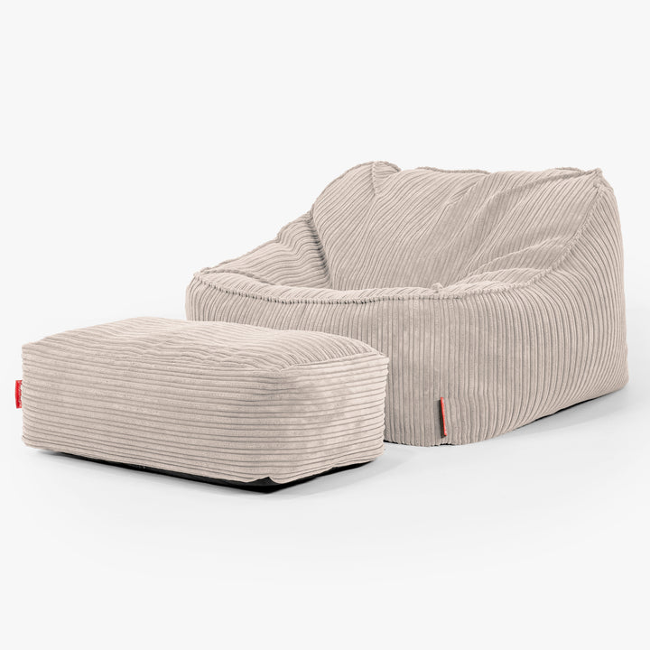 Sedia Pouf Sacco Sloucher - Velluto a Coste Avorio 02