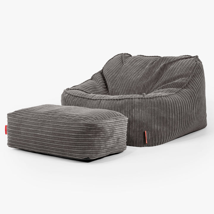 Sedia Pouf Sacco Sloucher - Velluto a Coste Grafite 02